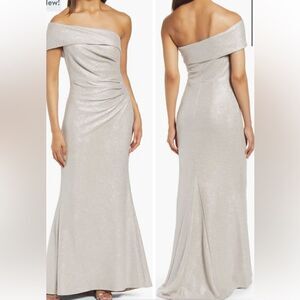 Eliza J Metallic Thread One Shoulder